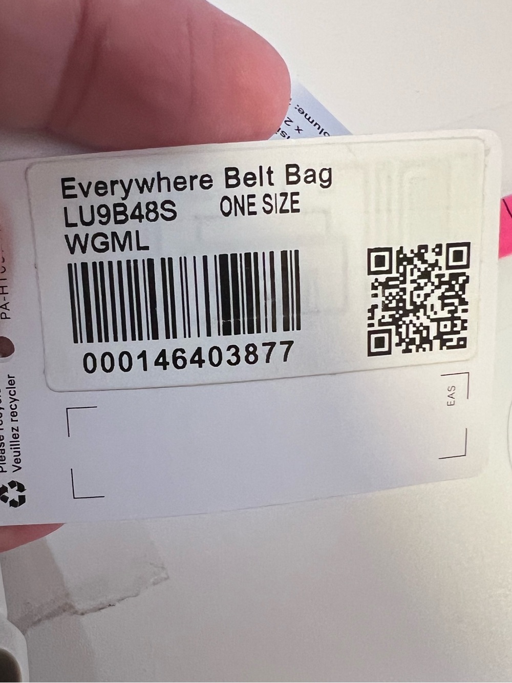 #750 NWT Lululemon Everywhere Belt Bag 1L White Granite Medium Light Grey Crossb - Picture 5 of 8